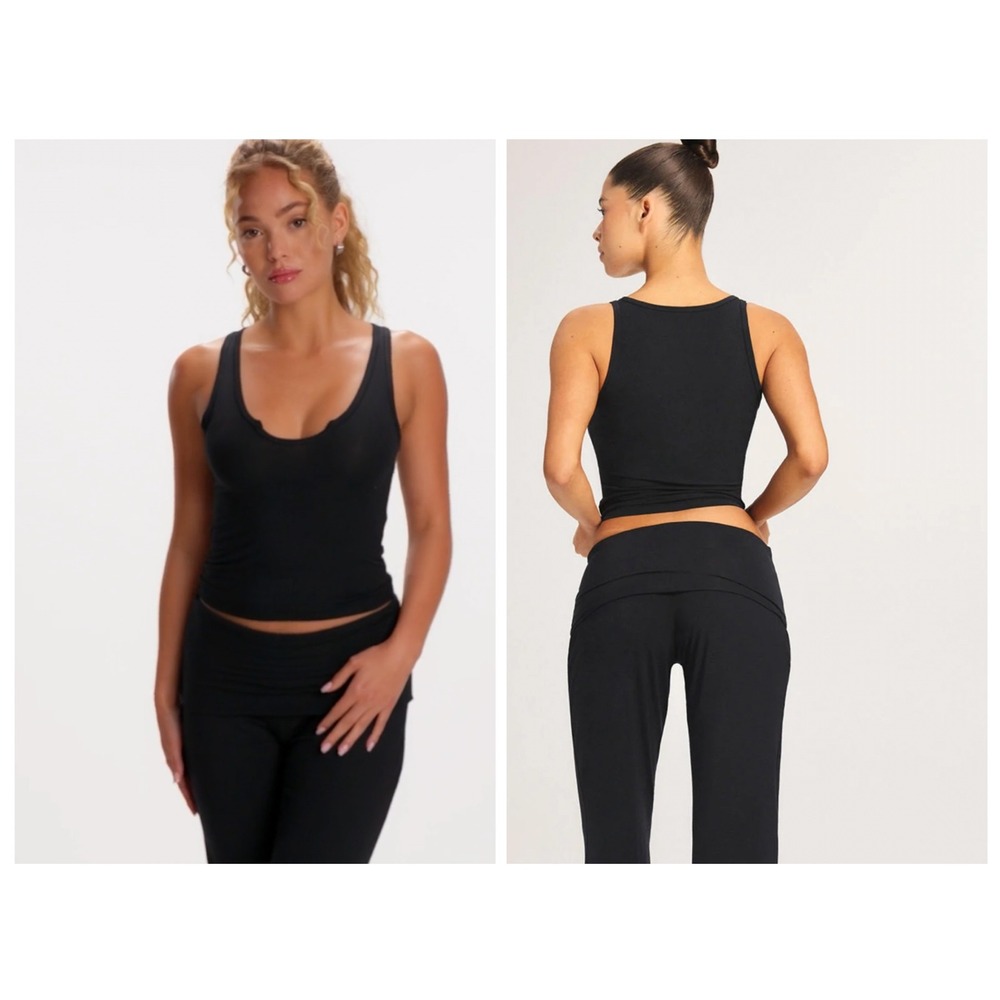 Savage X Fenty Tank Top Women XS‎ Black Deep Scoop Neck NWT